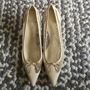 Delman Leather and Mesh Pointy Toe Heels