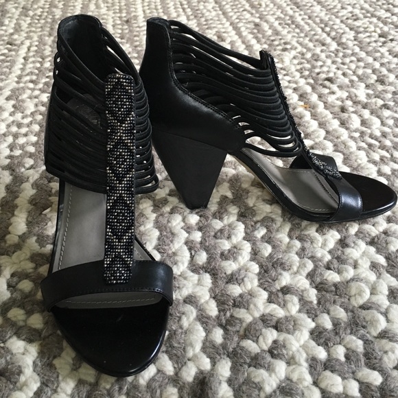 Vince Camuto Beaded Elastic Chunky Heels