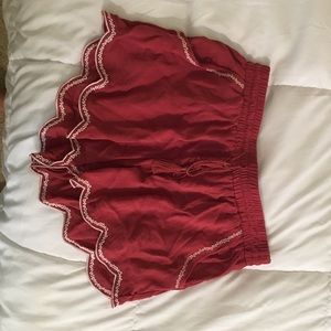 Burnt red flowy shorts