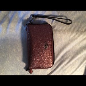 Coach cherry glitter metallic smartphone Wristlet