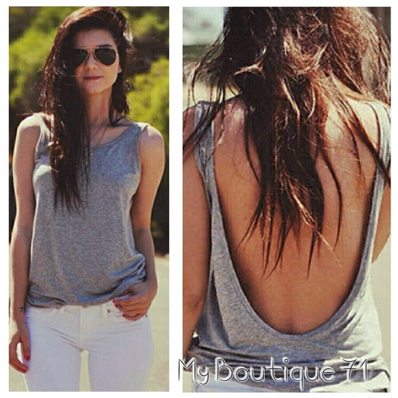 Grey Backless Tank Top - Picture 1 of 4