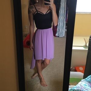 High-low flowy lavender dress