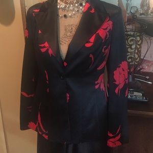 Gorgeous, fitted black satin ladies dinner jacket