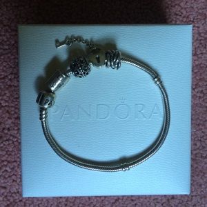 Pandora Bracelet and Four Charms