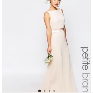 ASOS Petite TFNC Sateen Bow Back Maxi Dress, Blush