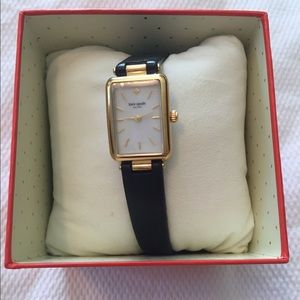 Kate Spade gold and black leather strap watch