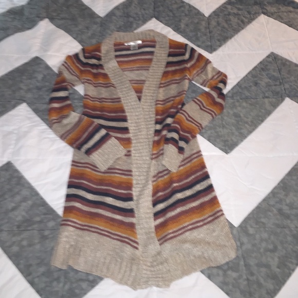 Striped knee length cardigan