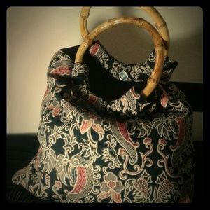 Boo inspired vintage looking fabric bamboo purse