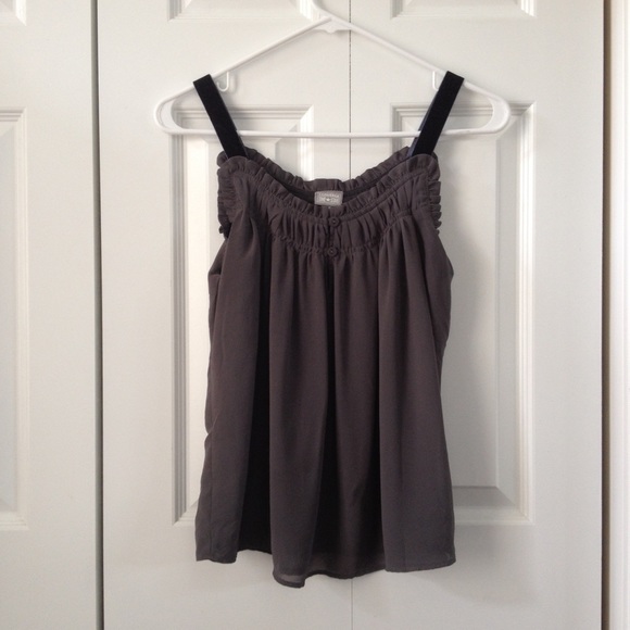 Grey flowy tank with velvet straps