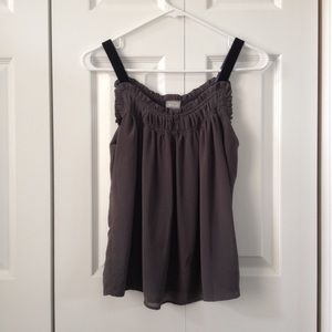 Grey flowy tank with velvet straps