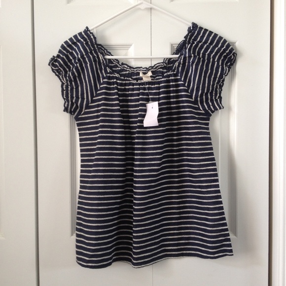 Blue and white jcrew blouse