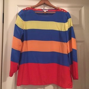 JCrew striped silk blouse. Maybe worn 2x