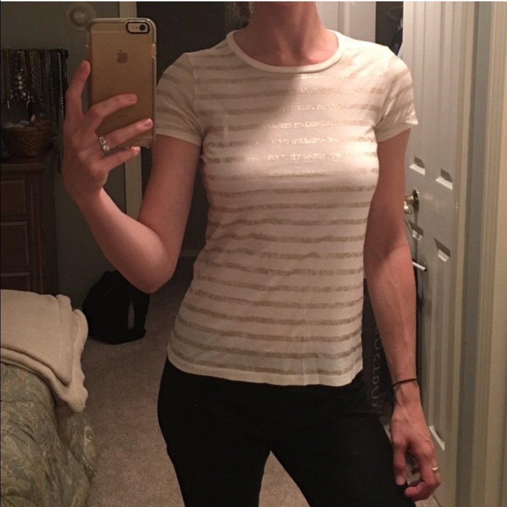Gold and ivory stripped cotton tee