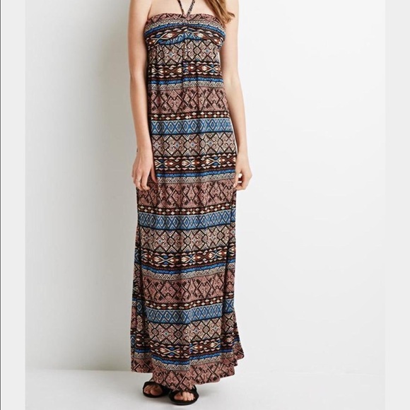 Forever 21 long tribal print maxi dress size XS - Picture 1 of 3
