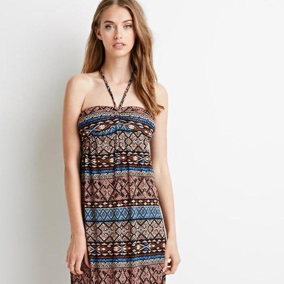 Forever 21 long tribal print maxi dress size XS - Picture 3 of 3