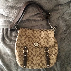 Beige Coach logo purse