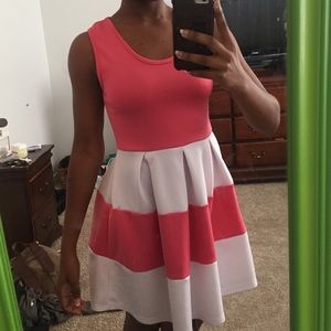 Pink and white striped dress