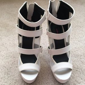 NWOT White Strips High Heels