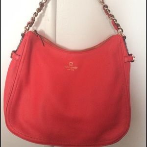 kate spade red leather hobo