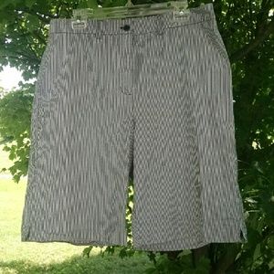 Anne Klein Railroad Striped Stretch Bermuda Shorts