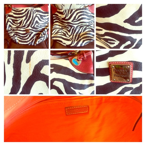 Vintage Dooney & Bourke Zebra Print Large Handbag
