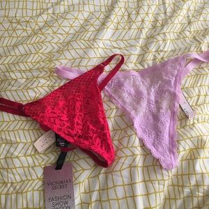 NWT Victoria Secret pink and red panties/thongs