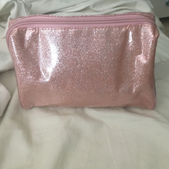 Pink glitter make up bag