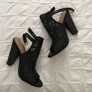 Laser cut heeled sandal