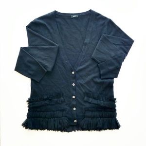 J. Crew | Black Ruffled Cardigan