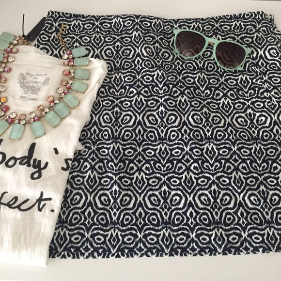 J. Crew Dresses & Skirts - J. Crew Mini Skirt in Navy + White Ikat Print