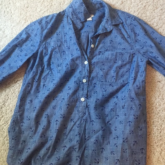 anchor patterned j crew top