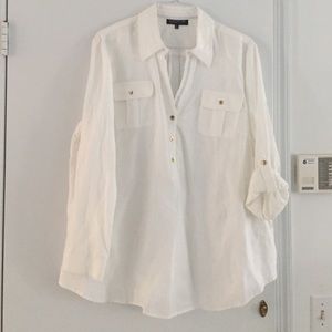 Plus size NWT white linen tunic