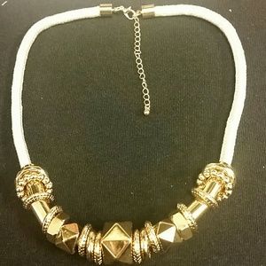 Hobo necklace - Woven cord with Geo various beads