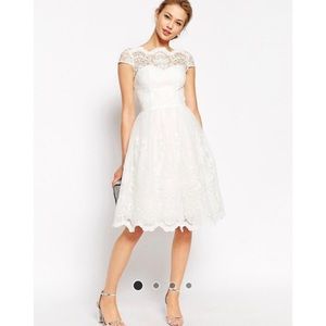 Chi Chi London White Lace Midi Dress