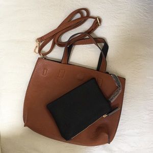 New Street Level reversible tobacco/black purse