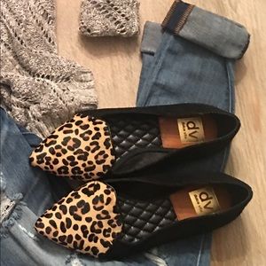 Suede Black & Leopard Print Flats