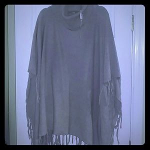 Gray knit poncho
