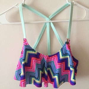 PINK Flounce Bikini Top