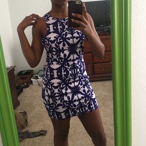 Blue and white mini dress