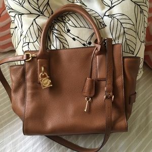 michael kors lock &key brown satchel