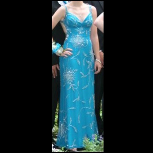 David's Bridal Aqua Prom Dress