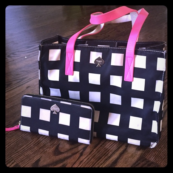 kate spade black and white checkered purse