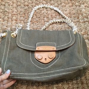 Grey and beige prada bag