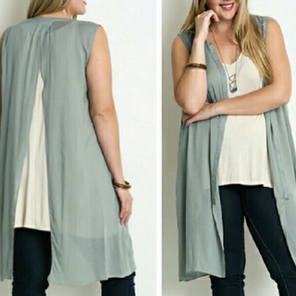 Open Back Duster Long Cardigan - Picture 3 of 4
