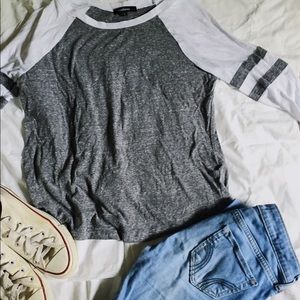An Ambience Gray and White Baseball Tee
