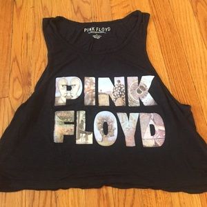 Semi sheer pink Floyd tank top