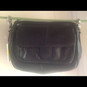 Women's leather waist bag with cross body strap