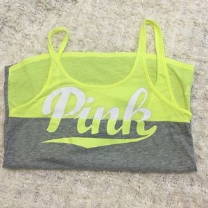 Bright yellow and grey PINK tank top
