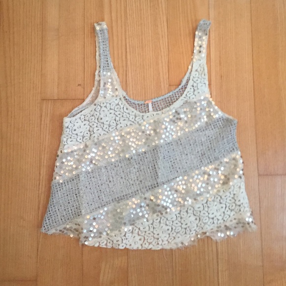 free People gold and silver sequin tank. Size S