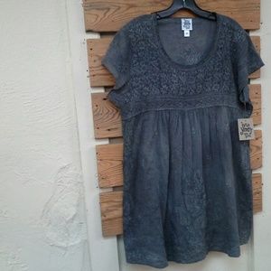 Ivy Jane Boho Womens  100% Cotton Top in Gray